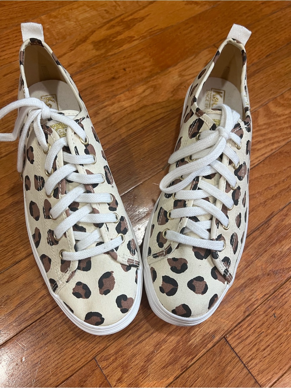 Keds Women’s Leopard Print Canvas Sneakers - White/Brown/Black